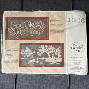 God Bless Our Home Vintage Lace Net Darning Kit by The Creative Circle - 1989